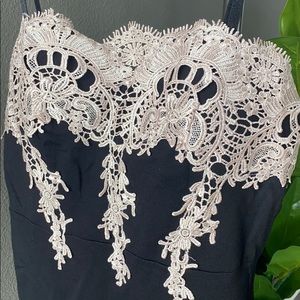Slinky Black Dress with Ivory Embroidery